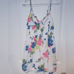 Hollister White Floral Sundress with Pink Blue and Green Flowers